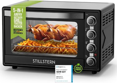 Міні-піч Stillstern 60L з конвекцією, Pizza Ø40, CYCLONE PRO+ з антипригарним покриттям, розморожування, таймер 2год, для кемпінгу, гриль з насадкою