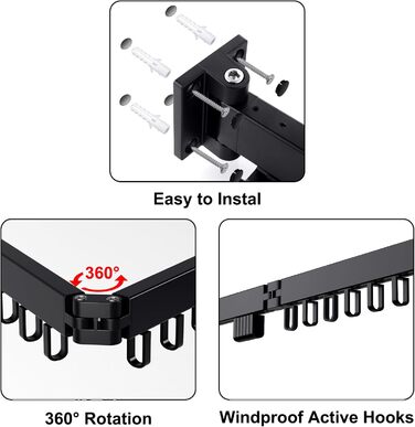 Висувний сушильник для білизни настінний з гачками, компактний для балкона, ванної кімнати, спальні (білий)