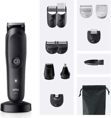 Braun Multigroom Series 5 AIO5545: Триммер 9-в-1 для бороди, волосся та тіла, водонепроникний, з 13 насадками
