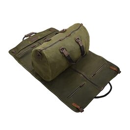 Сумка-чохол для одягу 2-в-1 Canvas Leder American Casual (Віск, Армійсько-зелений) для подорожей та бізнес-поїздок з плечовим ременем