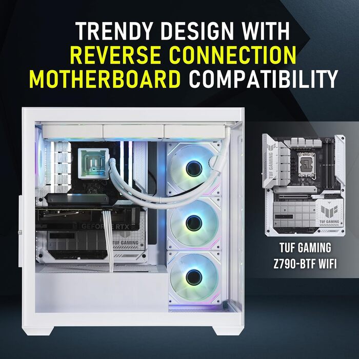 Корпус для ПК BitFenix CETO White з високою вентиляцією та склом Panoramic Tempered Glass, підтримка Reverse Connection Motherboard, 4x ARGB вентилятори Infinity Mirroring, підтримка 360mm AIO та GPU 410mm