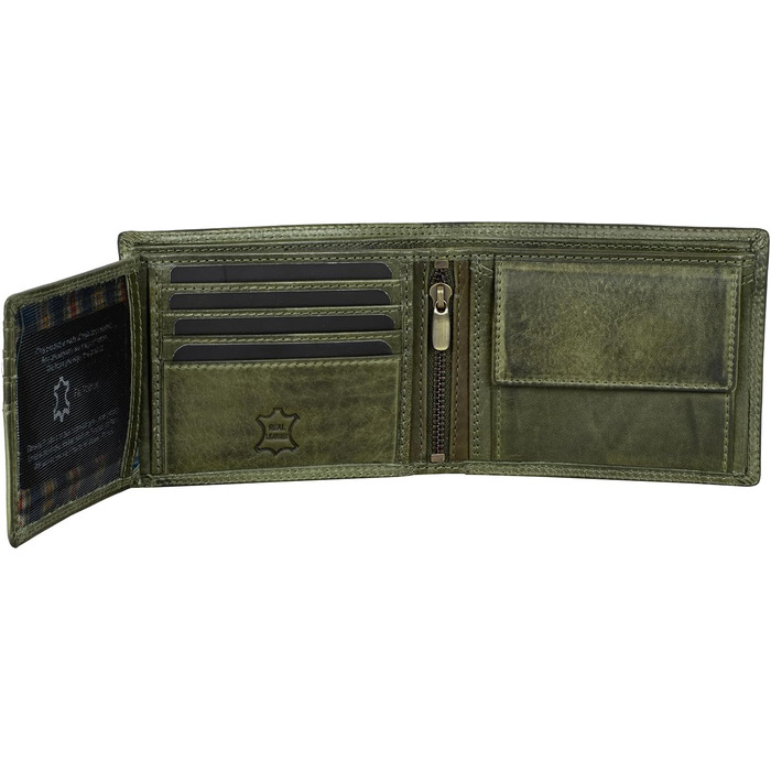 Чоловічий гаманець Volmer Leder з RFID-захистом, міцний, зелений (8+3 картки)