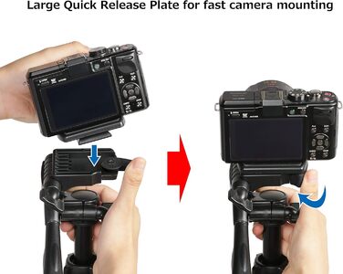 Штатив SLIK U884 4-ступінний компактний легкий складаний з алюмінію для DSLR/SLR камер Canon, Nikon, Sony з 3-сторонньою головкою для панорамної зйомки та сумкою - Чорний