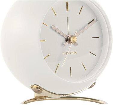 Karlsson [DL] Alarm Clock Globe White, design Armando Breeveld. Dimensions: Diameter 9.5cm, Height 10.5cm, Depth 7cm. Battery not included (requires 1 AA battery).