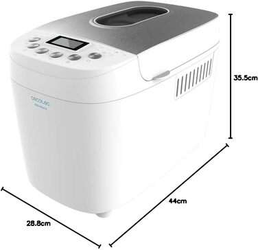 Хлібопекарня Cecotec Brotbackautomat Bread&Co 1500 PerfectCook: 850 Вт, 1,5 кг, 15 програм, таймер, миється, з рецептами