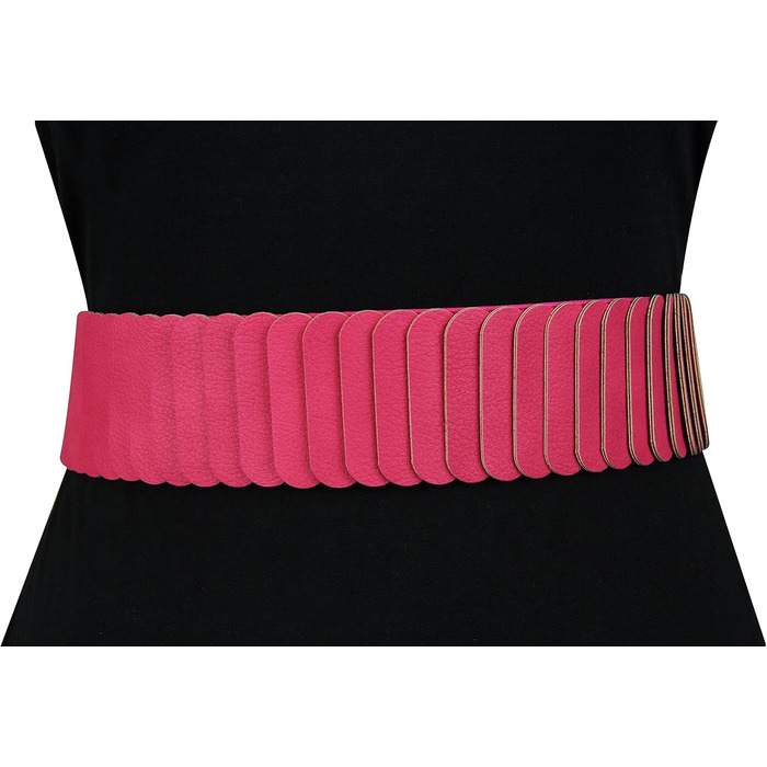 Жіночий еластичний пояс на талію Vanessa & Melissa, рожевий, 80 см (для талії 85-105 см), ширина 6 см, срібна пряжка