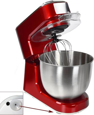 Syntrox Germany KM-1000W Kitchen Machine, Dough Mixer, Mixer, Stainless Steel Bowl, 5 Liter, red