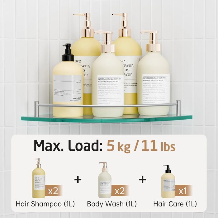 Скляна поличка для душу KES - 2 шт. з нержавіючої сталі (SUS304) для ванної кімнати