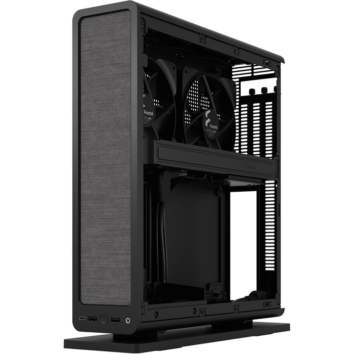 Корпус Fractal Design Ridge Black Mini-ITX для ігрового ПК з PCIe 4.0, 2 вентилятори 140мм PWM, USB Type-C