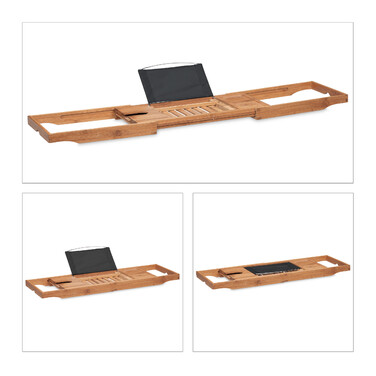 Relaxdays Bathtub Shelf with Black Organizer