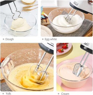 Електричний ручний міксер 7-ступеневий з нержавіючої сталі, 5 насадок, Turbo Boost, кнопка викидання, для випічки та збивання яєць