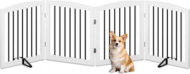 Захисне ґратка для собак у квартиру без свердління, металева, дерев'яна, розкладна, біла, 4 панелі