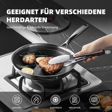 Сковорода з кришкою 26 см, антипригарне покриття Hybrid, холодна ручка, безпечна для миття в посудомийній машині, без PFAS, PFOA та PTFE, можна використовувати в духовці до 260 °C, сумісна з усіма типами плит WQ