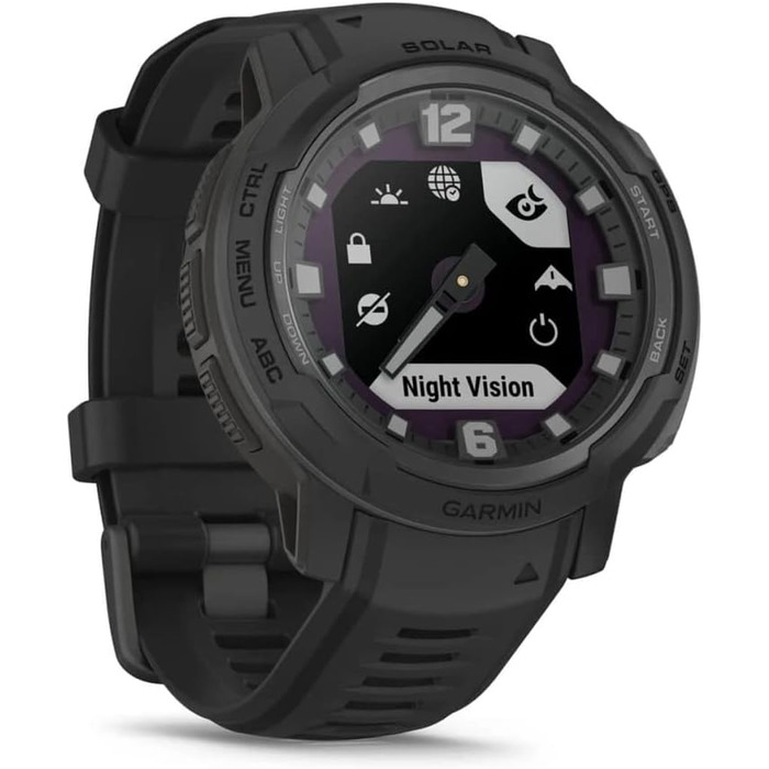 Garmin Instinct Crossover Solar: гібридний смарт-годинник з сонячною зарядкою, 45 мм, чорний, 70 днів роботи, GPS, Cardio, SpO2, Activity Tracker