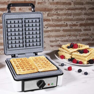 Вафельниця Cecotec Fun Gofrestone з антипригарним покриттям RockStone, регульований термостат, великі вафлі, 1200 Вт, 2 вафлі