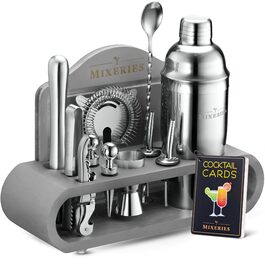 Набір бармена Mixeries Mixology 18 предметів з підставкою: шейкер для коктейлів, аксесуари для домашнього бару