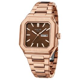 Годинник чоловічий NIBOSI: кварцовий, з нержавіючої сталі, Military, водонепроникний, квадратний, класичний, бізнес-стиль (рожево-коричневий)