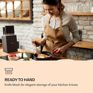 Набір ножів Klarstein 13-Piece з бруском, кухонні ножі зі сталі, японський стиль, чорний