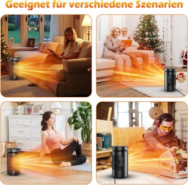 Електричний обігрівач 1500W PTC кераміка, тихий 34 dB, з термостатом, таймером 12 год та захистом від перегріву та перекидання. З пультом керування, чорний.