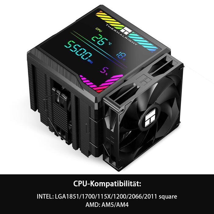 Thermalright Peerless Assassin 140 Digital Black - Кулер для CPU з 6 теплотрубками, для AM4/AM5 та Intel lga1700/1851/1200/2011