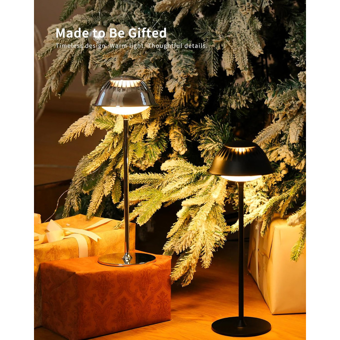 Світлодіодна настільна лампа бездротова LED для вулиці та дому, димована, з акумулятором 5200mAh, водонепроникна IP54, чорна (2 шт)