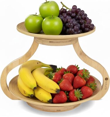 Натуралік: Двоярусна етажерка для фруктів з бамбука - Натуральне зберігання