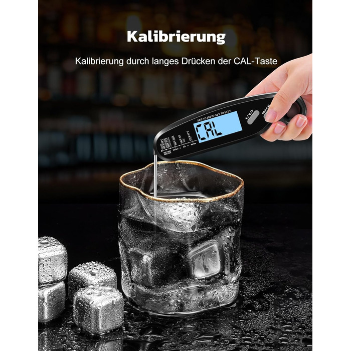 Термометр для м'яса Babacom з миттєвою індикацією та двома зондами, термометр для запікання з налаштуванням тривоги та калібруванням, термометр для гриля для кухні, духовки, цукру, рідин, BBQ, чорний