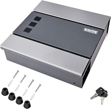 Поштовий ящик Verda з газетницею, нержавіюча сталь, антрацит, 37x37x11 см - дизайнерський вуличний ящик з вікном, ключами та табличкою для імен