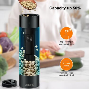 Електрична мельниця для солі та перцю AikarO - автоматична, працює від батарейок