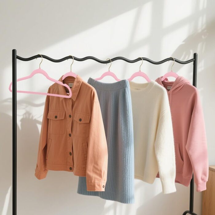 22 шт. велюрові вішалки для одягу Stormix - преміум-якість, для піджаків, сорочок, суконь (рожево-золотий)
