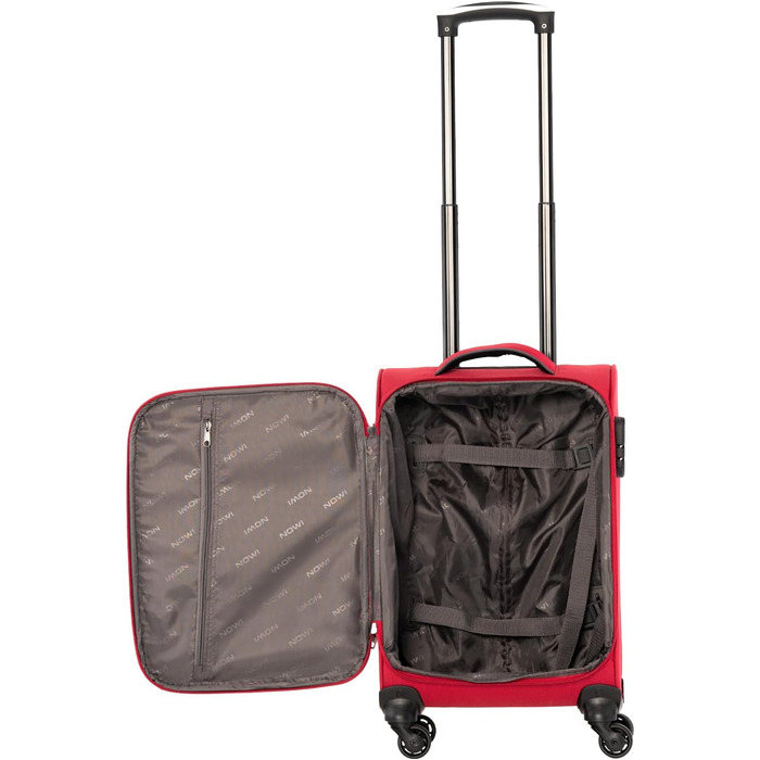 Чемодан NOWI Korfu Weichschaen Troey – середній м'який, з 4 колесами та відділенням для аксесуарів | Компактний дорожній чемодан для жінок та чоловіків (M, Червоний)