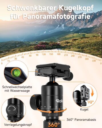 Штатив Rollei Compact Traveler No.1, 143 см, чорний: компактний, легкий, з кульковою головкою, сумісний з Arca Swiss, для DSLR та смартфонів
