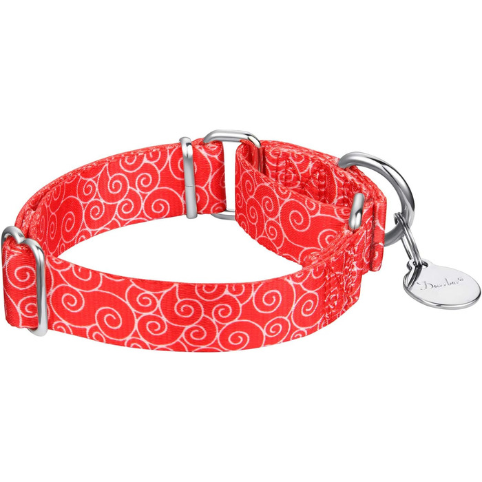 Нашийник для собак Dazzber Martingale, проти тяги, анти-втеча, міцний, середній та великий розмір, регульований 43.2-63.3 см, колір червоний