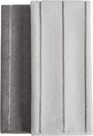 HYER KITCHEN Microfiber Towels - 8 Pack Striped (Color-coordinated - soft, super absorbent, and lint-free, 66 x 45.7 cm, Gray and Camel (gray) gray