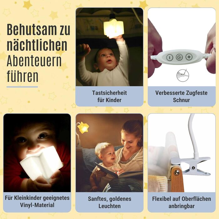 LED Clip-On Star Light, a Unique Baby Lamp - Ideal Breastfeeding Night Light for Next to Me Cribs, Bedside Lamps, Bedroom Accessories, Reading Light & Desk Lamp