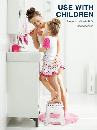 Складний табурет HOUSE DAY 27см чорний, 150кг, з антиковзними ніжками та ручкою, для кухні, ванної, дитячої кімнати, кемпінгу