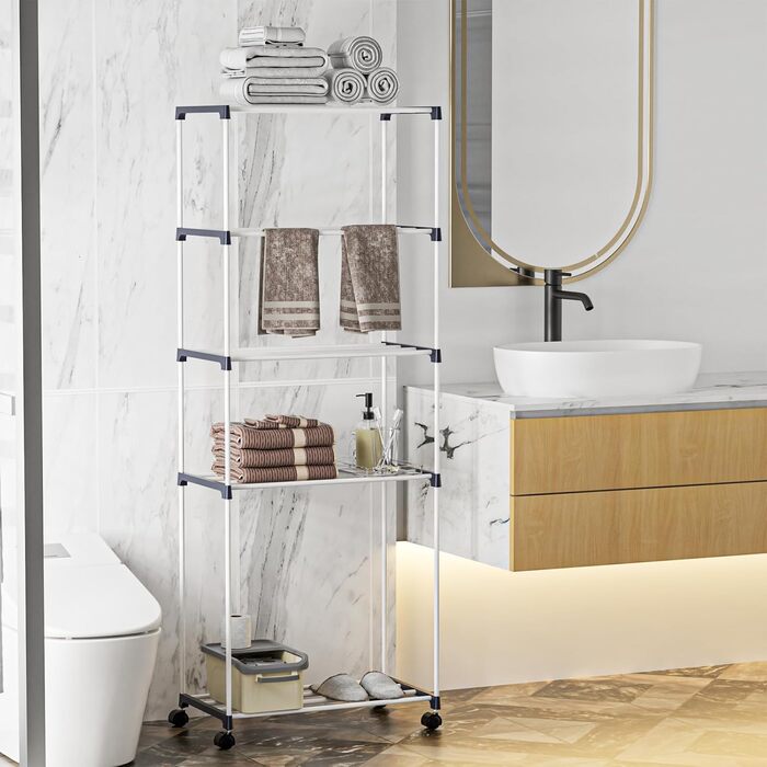 Сушарка для білизни мобільна 5-ярусна, підлогова, для ванної кімнати, квартири, пральні - компактна, на колесах