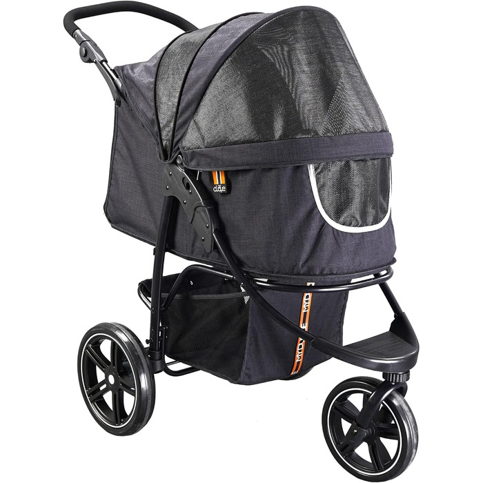 COOPER Складаний собачий візок до 32 кг | Регульована висота ручки, кошик для покупок | М'які ручки, світловідбиваючий дизайн | Ідеальний для транспортування тварин – Чорний