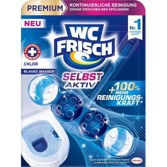 Освіжувач для унітаза WC Frisch Selbst Aktiv Chlor Blauspüler, 4в1, підвісні блоки (10 шт)