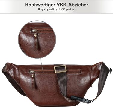 Чоловіча поясна сумка Marc Peter® Varadero з натуральної шкіри Наппа | Перехресна сумка на пояс для чоловіків та жінок | Сумка на пояс з регульованим ремінцем | Шкіряна сумка-чокер | Сумка через тіло (Чорний шоколад)