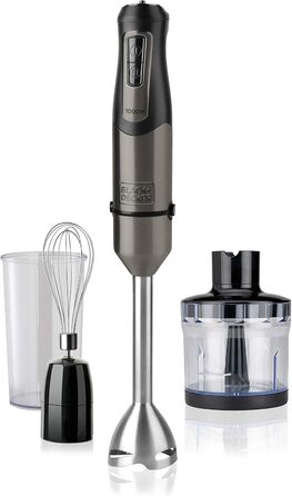 Занурювальний блендер BLACK+DECKER BXHBA1000E, 1000 Вт, 20 швидкостей, 4 насадки