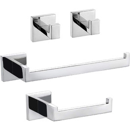 Stainless Steel Toothbrush Holder Bath Drinking Glass Tumbler with Holder Wall Mount, Polished Surface, K7007P (Set of 4)