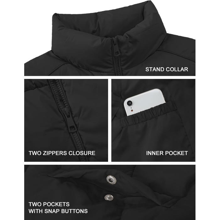 Жіноча жилетка Fengbay Reitweste: безрукавна, з коміром-стійкою, легка, стьобана, з утеплювачем, для осені та зими, чорна, розмір M