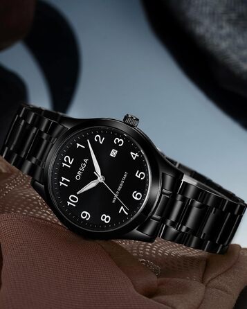 Годинник чоловічий CIVO з великими цифрами: аналоговий, водонепроникний, з датою, свідовий, для людей з поганим зором, з нержавіючої сталі, чорний