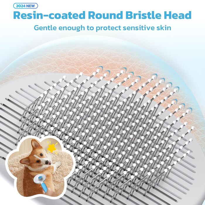 Бурштук для собак та котів Zivacate: самоочисна, для короткої та довгої шерсті, ергономічна ручка (світло-блакитний)