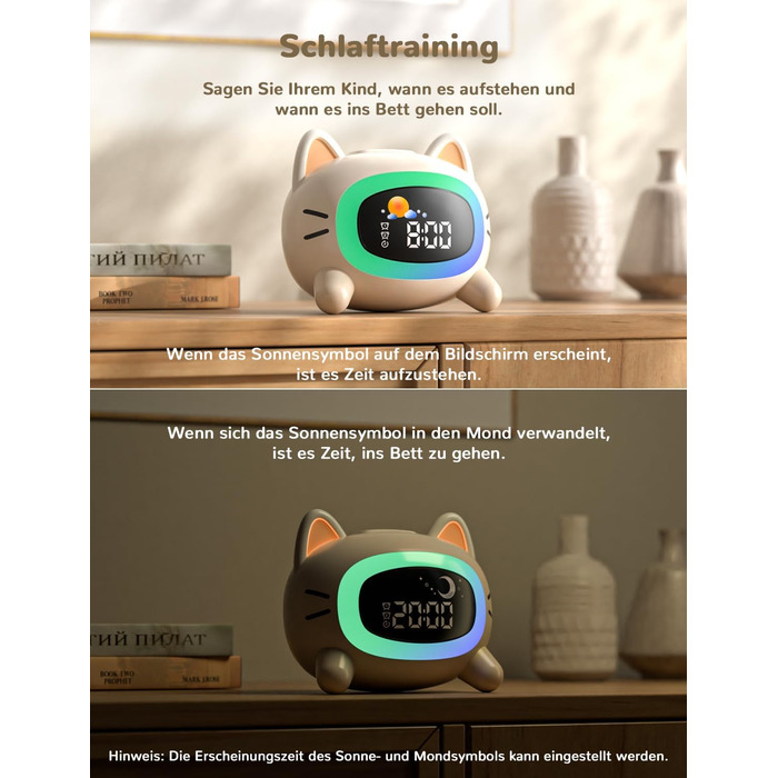 LIORQUE Alarm Clock Kids Light Alarm Clock Kids Sleep Trainer Kids Night Light Dual Alarm Sleep Training Sound Machine Rechargeable Kids Alarm Clock Toddler Boys Girls