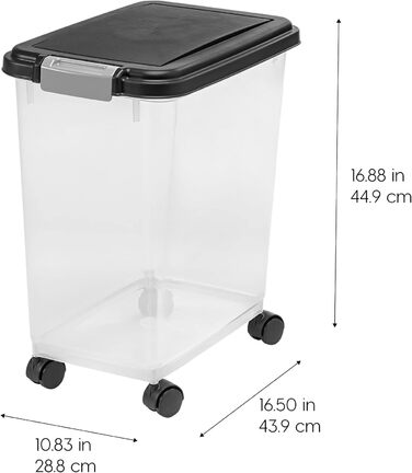 Контейнер для котячого корму Iris Ohyama 30л, чорний, з роликами, BPA-free, для собак та котів