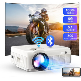 Beamer YEZMEK 5G WiFi Bluetooth: Міні проєктор LED 1080P Full HD з підтримкою 4K, HDMI, USB, TF для дому та кіно