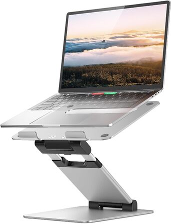NULAXY Adjustable Laptop Stand - Ergonomic, Portable, Foldable - Supports up to 10kg, Compatible with 10-17 inch Laptops - Space Grey