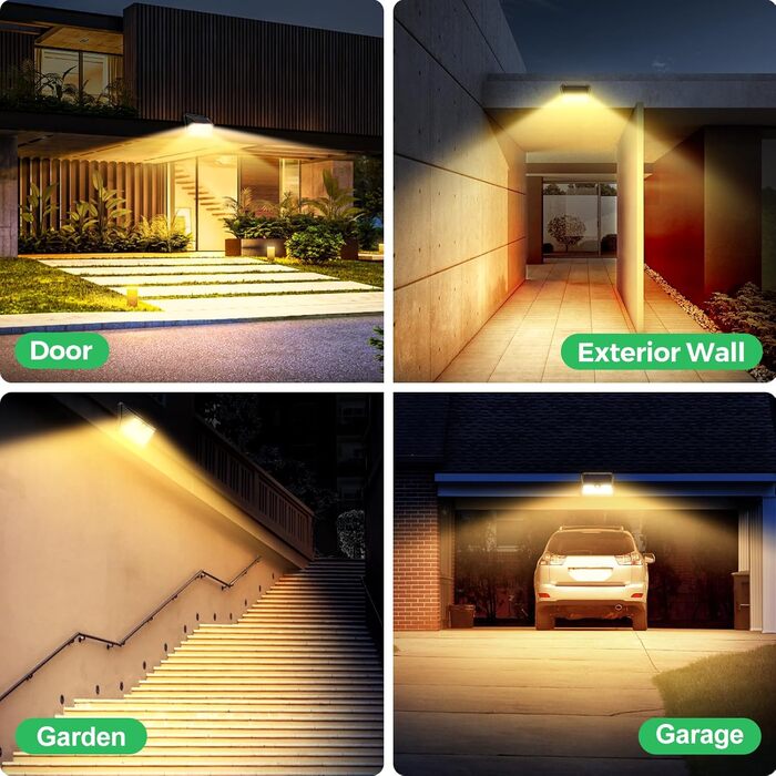 Solar Lights for Outdoors with Motion Sensor, Pack of 185 LED 3 Modes Solar Lights for Outdoors IP65 Waterproof, LED Outdoor Wall Lights for Wall Light, Garden, Yard, Garage, House Doors (Cool White) (Warm White, 2 Pieces)